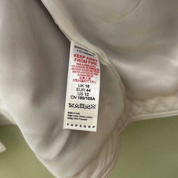 Topshop Roy fringed white leather jacket US size 12 - Picture 11 of 16